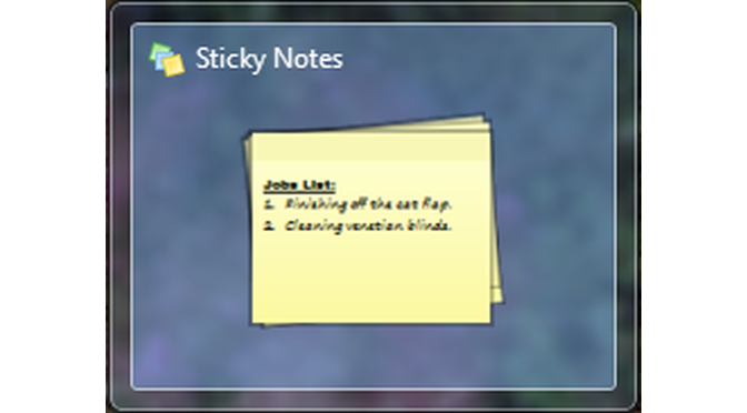 windows 7 sticky notes